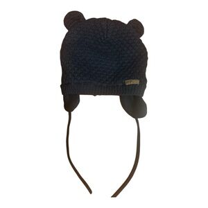Cozy Black Knit Bear Ear Hat for baby/toddler